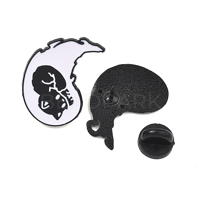 2Pcs Yin-yang Cat Enamel Brooches JEWB-I061-09EB-1