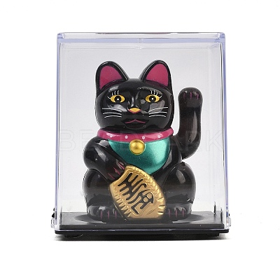 ABS Plastic Solar Powered Maneki-neko Figurines DJEW-B017-01B-04-1