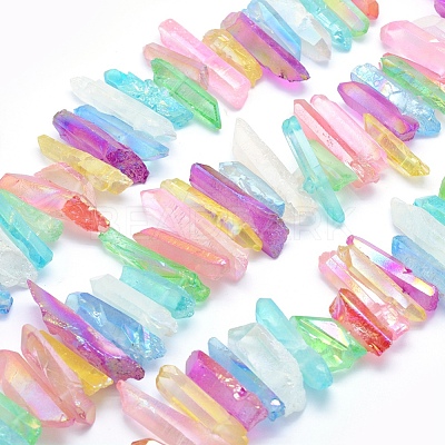 Electroplated Natural Quartz Crystal Beads Strands G-P368-04-1