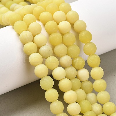 Natural Lemon Jade Round Beads Strands X-G-D677-8mm-1