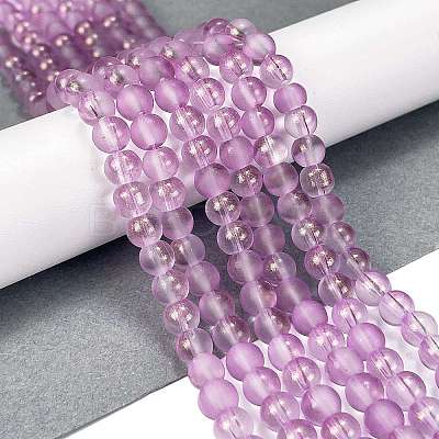 Frosted Transparent Glass Bead Strands GLAA-P065-6mm-07-1