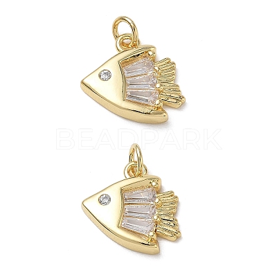 Brass Micro Pave Clear Cubic Zirconia Charms KK-CBA56EF-22G-1