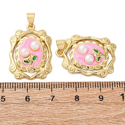 Flower Brass Enamel Pendants KK-D390-17G-02-1