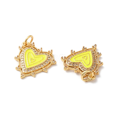 Rack Plating Brass Micro Pave Clear Cubic Zirconia Charms KK-D074-04G-03-1