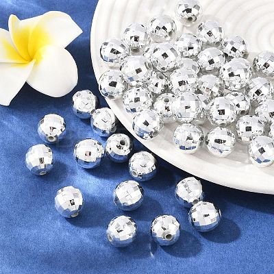 Faceted Round Plated Acrylic Beads PACR-L001-12mm-S-1