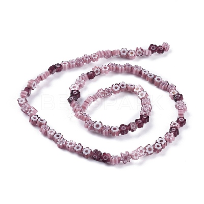 Handmade Millefiori Glass Bead Strands X-LAMP-J035-4mm-10-1