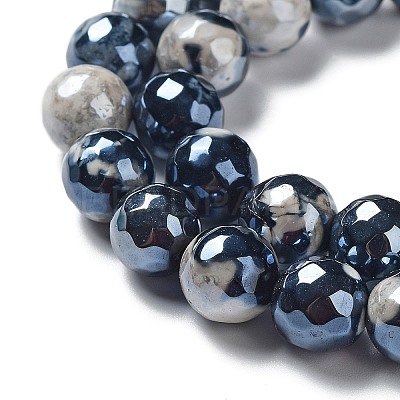 Electroplate Natural Fire Crackle Agate Beads Strands G-G0006-A01-03-1