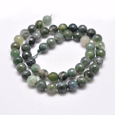 Natural Moss Agate Beads Strands G-F350-8mm-1
