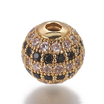 Brass Cubic Zirconia Beads ZIRC-O029-15A-G-1