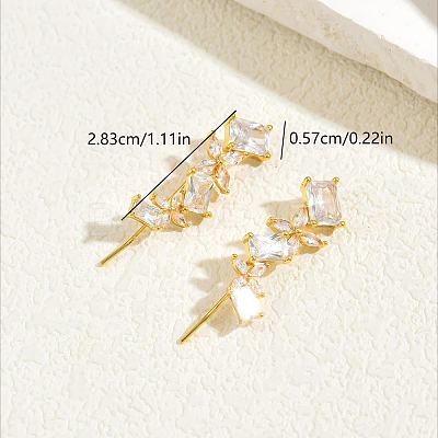 Brass Micro Pave Cubic Zirconia Stud Earrings for Women CY3944-1