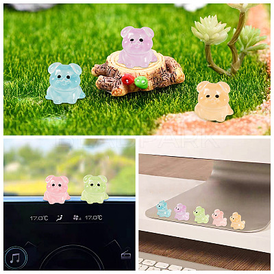 48Pcs 6 Colors Luminous Resin Dog Figurine DJEW-TA0001-44-1