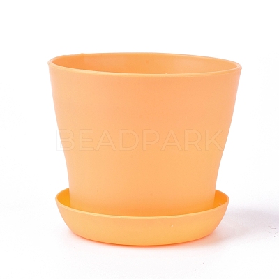 Plastic Plant Pots with Saucers AJEW-WH0112-01H-1