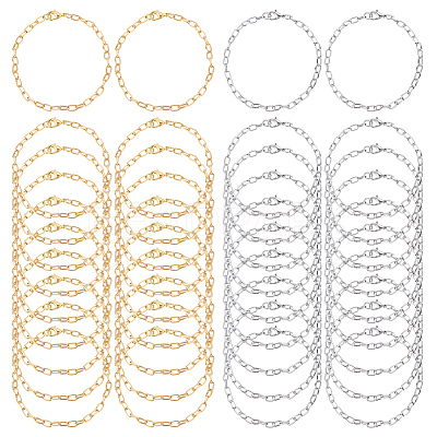 40Pcs 2 Colors Iron Cable Chain Bracelets IFIN-ME0001-12-1