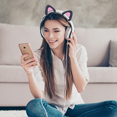1 Pair Silicone Cat Ear Headphones Decorations DIY-CP0013-62B-1
