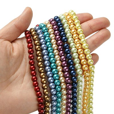 Eco-Friendly Dyed Glass Pearl Round Bead Strands HY-A002-6mm-M-1