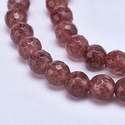 Natural Strawberry Quartz Bead Strands G-P213-09-6mm-1