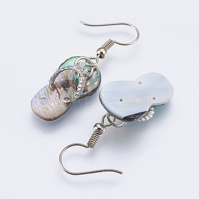 Natural Paua Shell/Abalone Shell Dangle Earrings EJEW-F147-G04-1