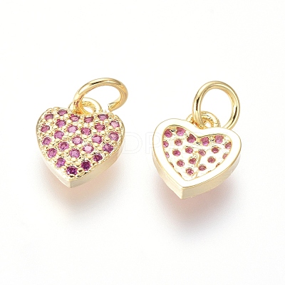 Brass Micro Pave Cubic Zirconia Charms X-ZIRC-I032-34G-1