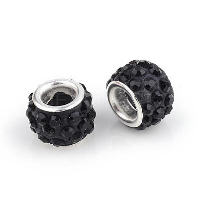 Polymer Clay Rhinestone European Beads CPDL-T001-02-1
