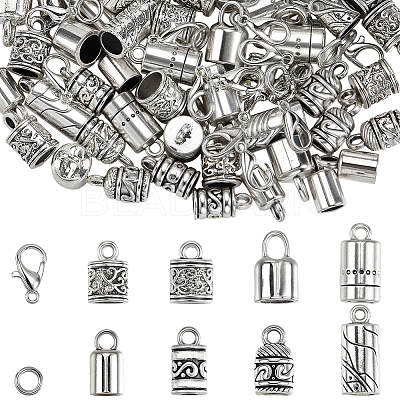 80Pcs 8 Styles Tibetan Style Alloy Cord End FIND-SC0020-98C-1