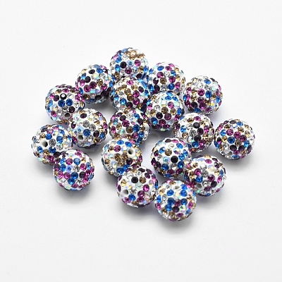 Handmade Polymer Clay Rhinestone Beads RB-L030-18C-10mm-1