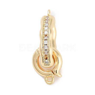 Brass Micro Pave CLear Cubic Zirconia Interlocking Clasps KK-C051-49G-1