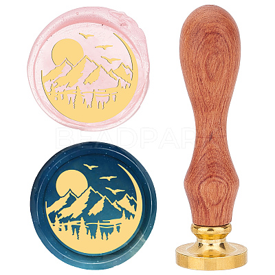 Brass Wax Seal Stamps with Wood Handle AJEW-WH0412-0042-1