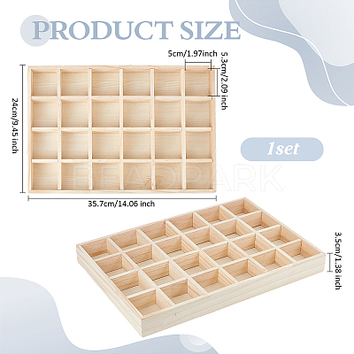 24 Grids Wood Jewelry Display Trays for Earrings Rings Bracelets Necklaces AJEW-WH0673-70-1