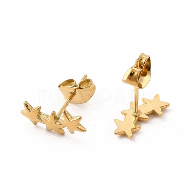 304 Stainless Steel Star Stud Earrings for Women EJEW-C004-01G-1