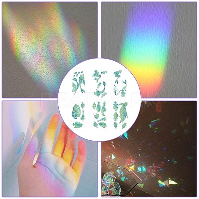 6PCS 2 Styles PVC Stickers Dazzling Color Window Stickers 3D Laser Fish And Mermaid Static Glass Window Stickers JX833A-1