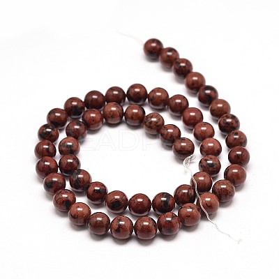 Natural Mahogany Obsidian Round Bead Strands X-G-P072-44-10mm-1