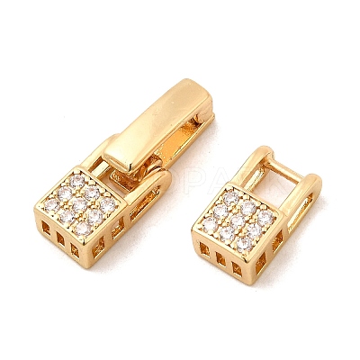 Brass Micro Pave Clear Cubic Zirconia Fold Over Clasps KK-C075-36G-1