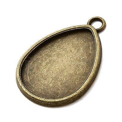 Flat Teardrop Alloy Pendant Cabochon Settings PALLOY-N0088-01AB-NF-1