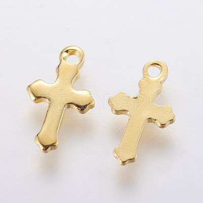 304 Stainless Steel Tiny Cross Charms X-STAS-F201-01G-1