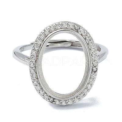 Adjustable 925 Sterling Silver Open Bezel Ring Settings STER-K179-15P-1