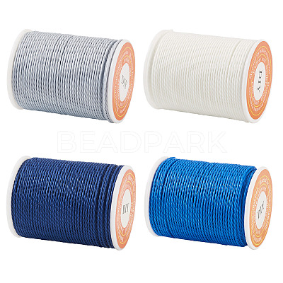 4 Rolls 4 Colors Round Waxed Polyester Cord YC-TA0001-21B-1