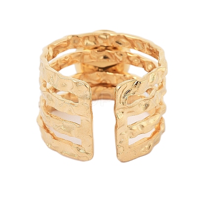 Ion Plating(IP) 304 Stainless Steel Multi-layer Open Cuff Rings RJEW-F167-05G-03-1