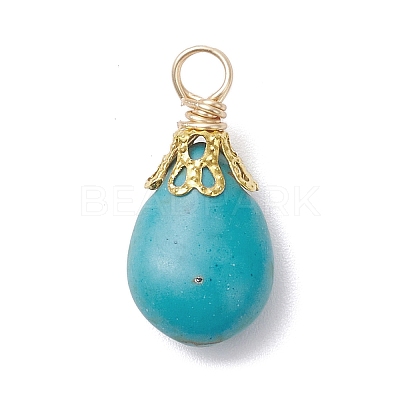 Dyed Synthetic Turquoise Pendants PALLOY-JF04355-01-1