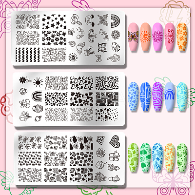 Stainless Steel DIY Nail Art Templates MRMJ-WH0092-060-1