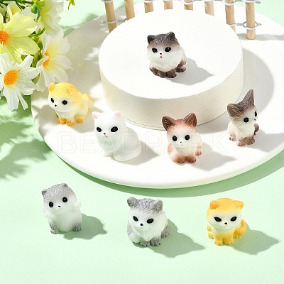 40Pcs 8 Styles Opaque Resin Cat Shape Display Decorations DJEW-CJC0007-05-1