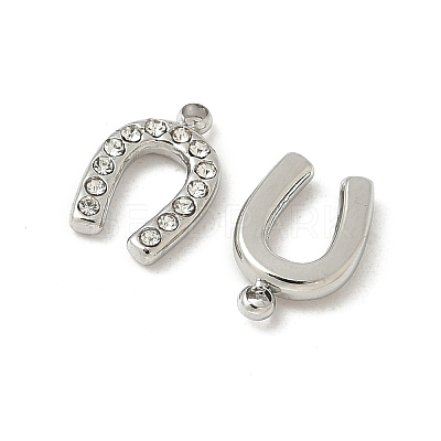 304 Stainless Steel Rhinestone Pendants STAS-V015-12P-1