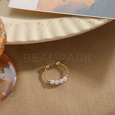ABS Plastic Pearl Oval Beaded Finger Rings WG9E4BA-05-1