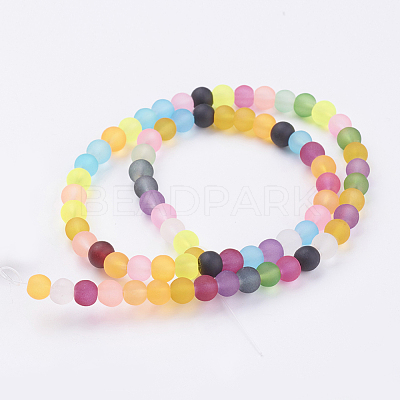 Frosted Glass Beads Strands FGLA-MSMC001-04-1