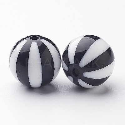 Colorful Stripe Chunky Bubblegum Acrylic Beads SACR-ZX010-9-1