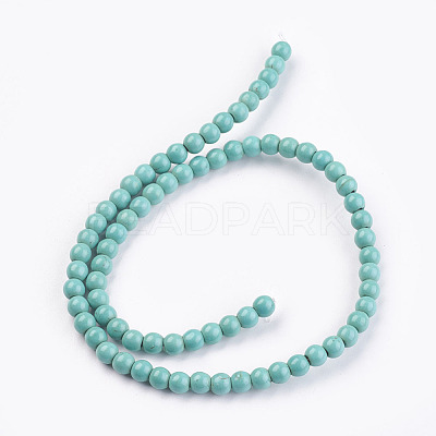 1 Strand Dyed Light Sea Green Round Synthetic Turquoise Beads Strands X-TURQ-G106-6mm-02D-1