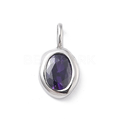925 Sterling Silver Cubic Zirconia Oval Charms STER-S006-01S-B-1
