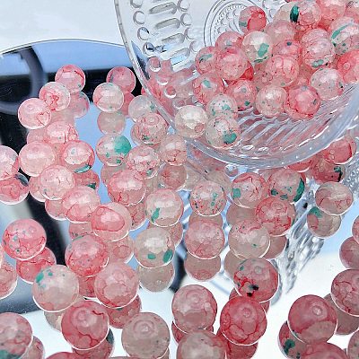 Transparent Crackle Glass Beads GLAA-D012-02B-1