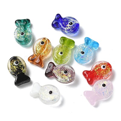 Handmade Foil Lampwork Fish Beads FOIL-Z001-01-1