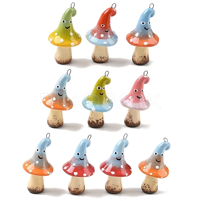 Autumn Theme Smiling Mushroom Porcrlain Big Pendants PORC-C012-01-1