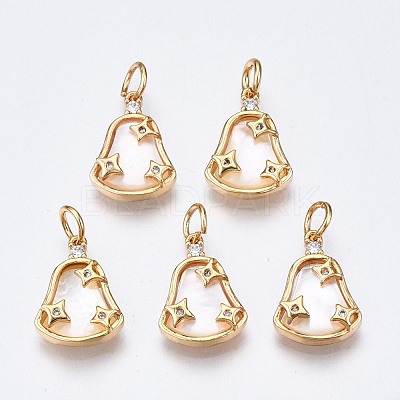 Brass Micro Pave Clear Cubic Zirconia Pendants KK-Q277-016-NF-1